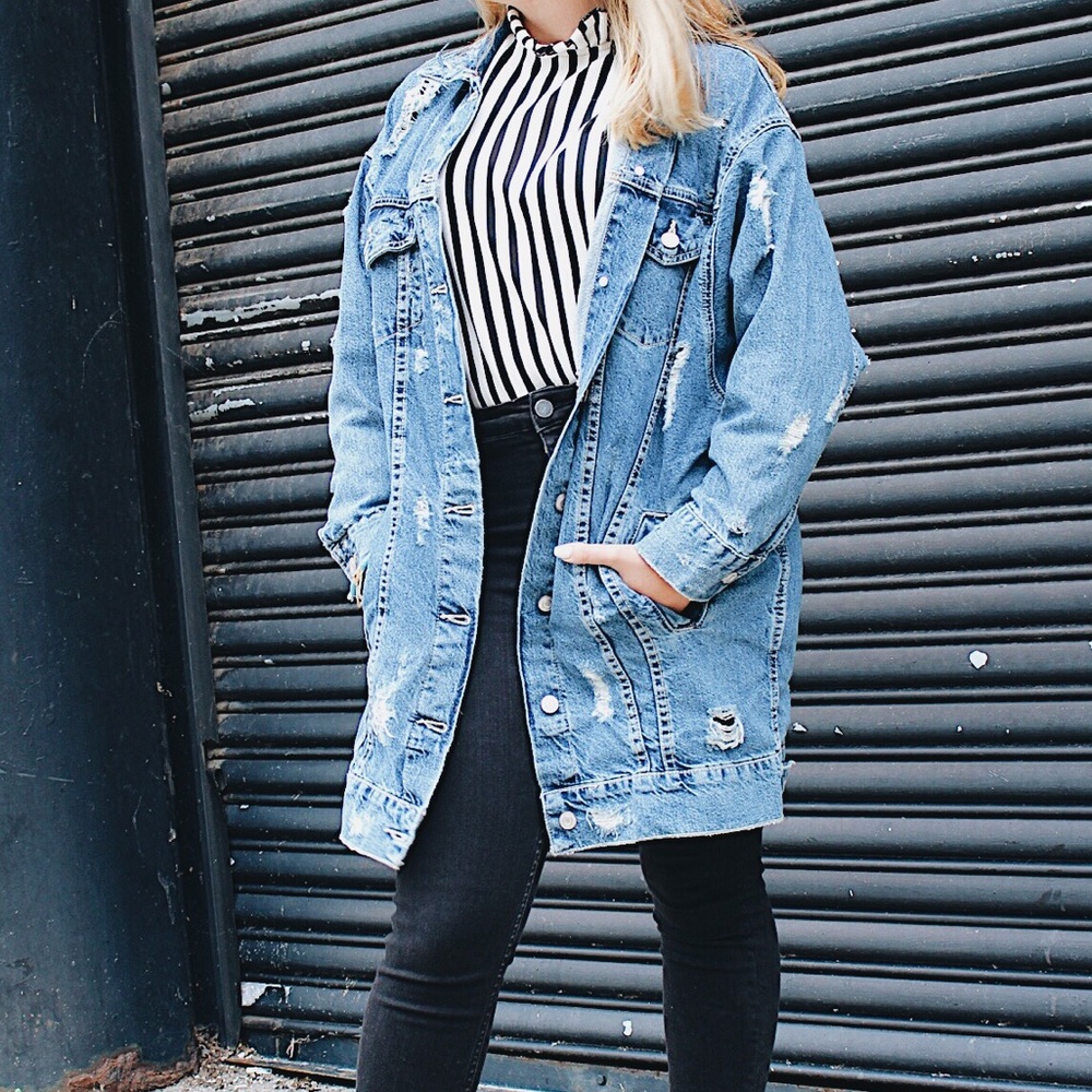 Frayed denim jacket